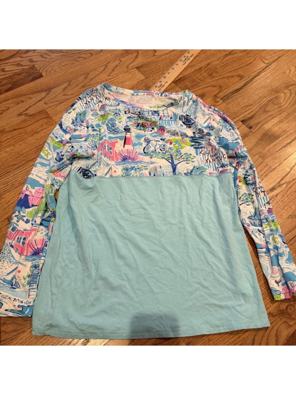 Lilly Pulitzer Womens Long Sleeve T Shirt Blue Small